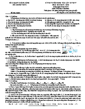 Đề thi tuyển sinh vào Lớp 10 THPT môn Hóa học (Chuyên) - Năm học 2019-2020 - Sở giáo dục và đào tạo Quảng Bình